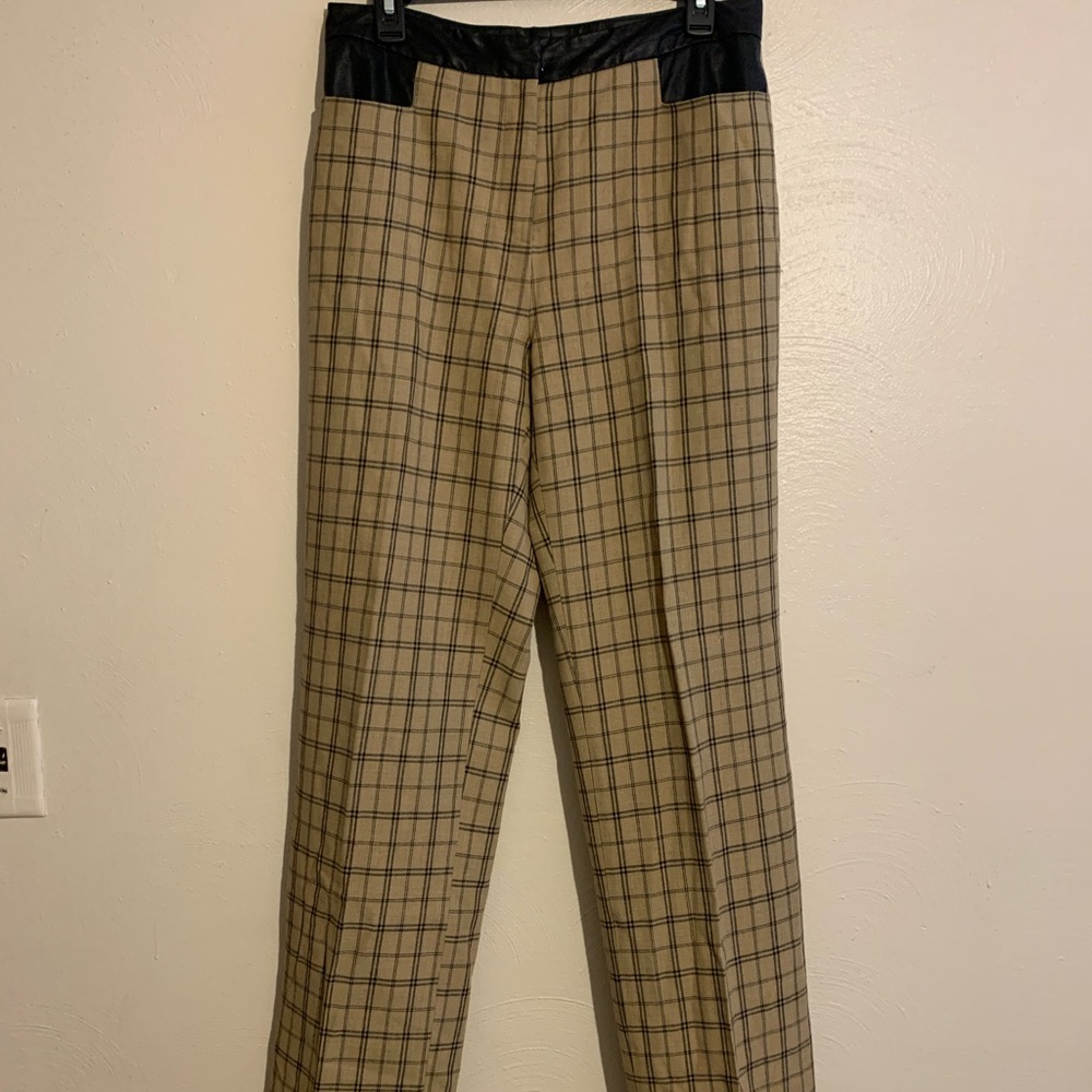 vintage &trousers plaid pants tan black size 8